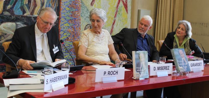 Dr. Philippe Roch with fellow panelists during the panel discussions at the book launch of Prince Sadruddin Aga Khan: Humanitarian and Visionary (image credit: UN Library)