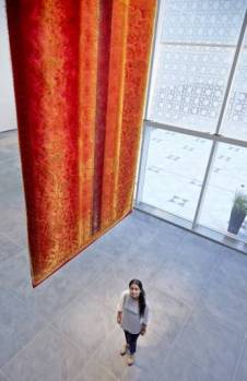 Made with million gold-plated pins, last chance to see Pakistani artist Aisha Khalid's tapestry at the Aga Khan Museum, Toronto