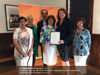 Founded By Rossbina Nathoo, FOCUS On Seniors Recognized For Service To The Community