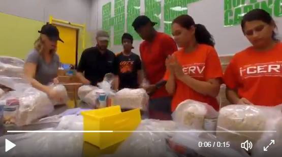 Ismaili Youth of i-Cerv with Houston Rockets, helping with Hurricane Harvey relief efforts