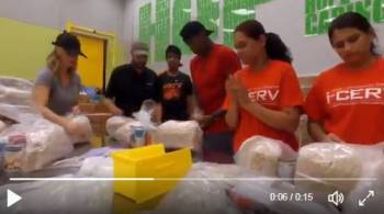 Ismaili Youth of i-Cerv with Houston Rockets, helping with Hurricane Harvey relief efforts