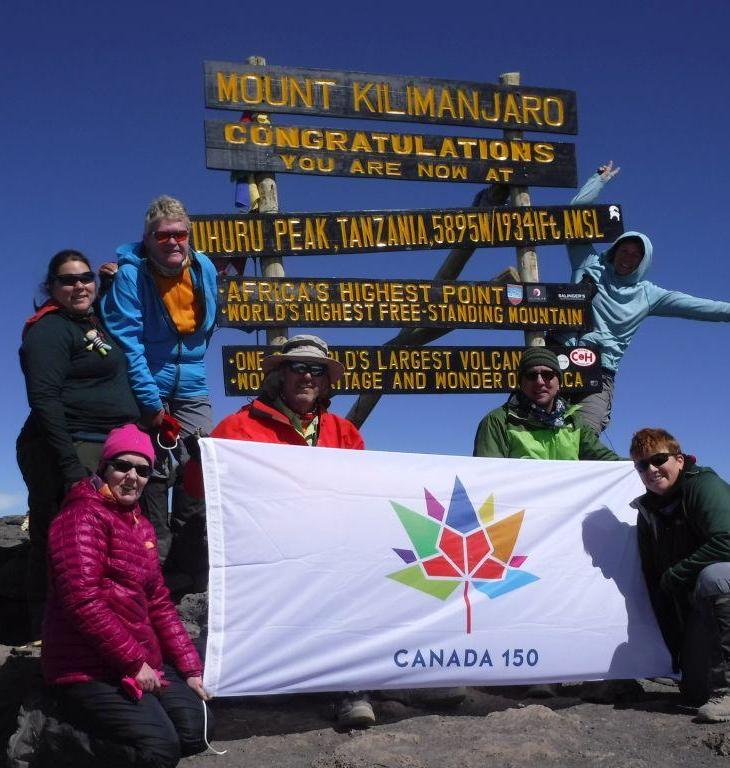 Canada 150 flag on the “Roof of Africa”