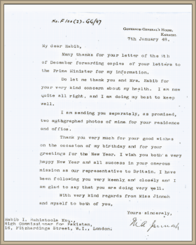 Jinnah's Letter to the Rahimtoola's