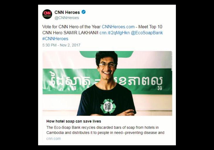 Samir Lakhani is One of the Top 10 CNN Heroes of 2017 (Vote & Support)