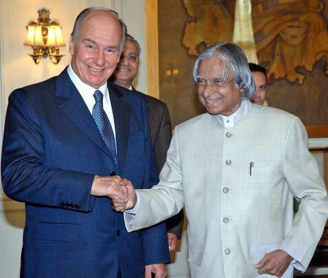 Close relations: Aga Khan IV with President A.P.J. Abdul Kalam in New Delhi in 2006.