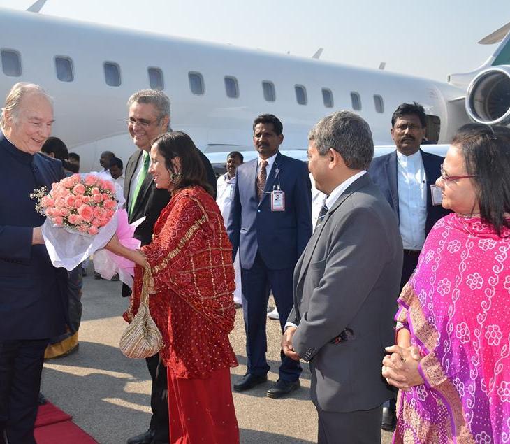 His Highness Prince Karim Aga Khan arrives in Hyderabad, India