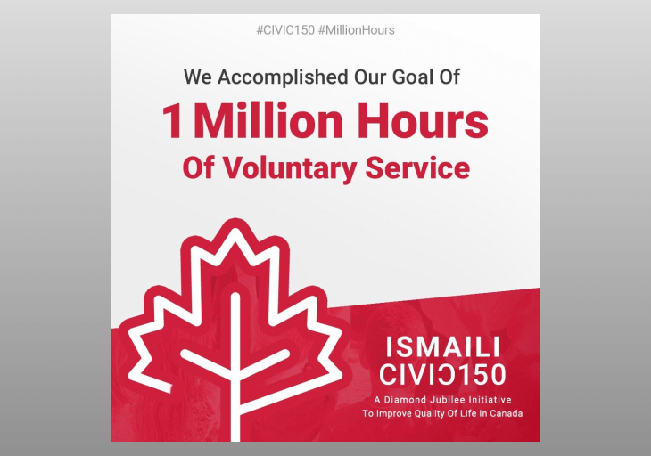 Ismaili Muslim Community Exceeds Its Pledge of One Million Hours of Volunteering Service for Canada