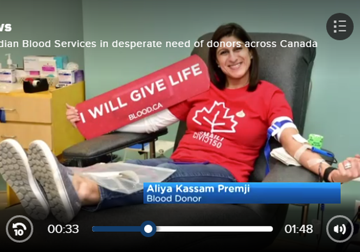 Aliya Kassam Premji and group of 15 Ismaili Muslims Volunteering for Canadian Blood Services