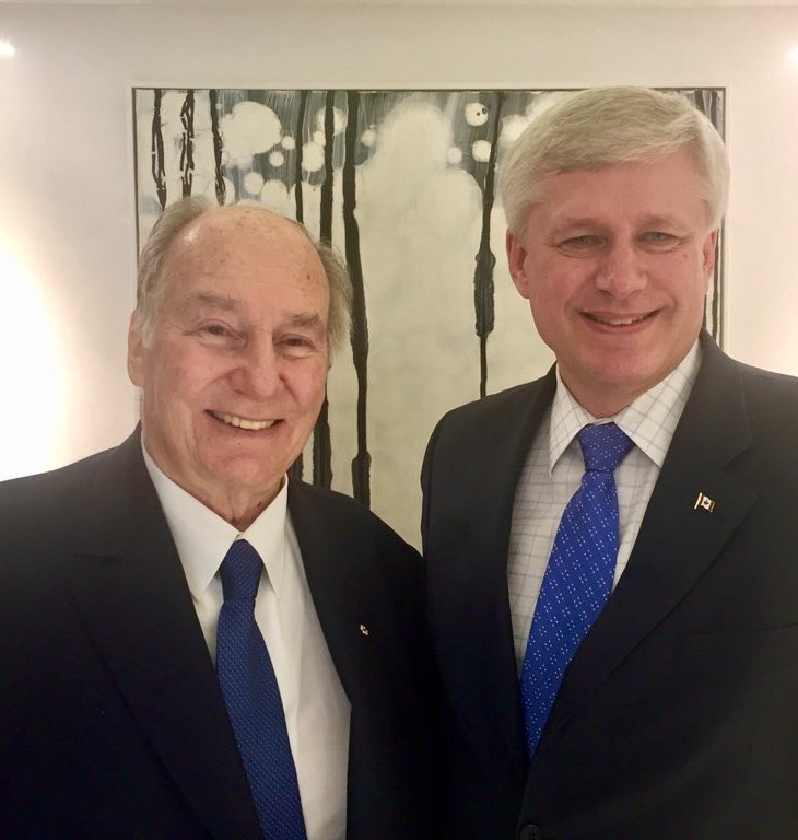 Former Canadian Prime Minister Stephen Harper with His Highness the Aga Khan, in London