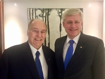 Former Canadian Prime Minister Stephen Harper with His Highness the Aga Khan, in London