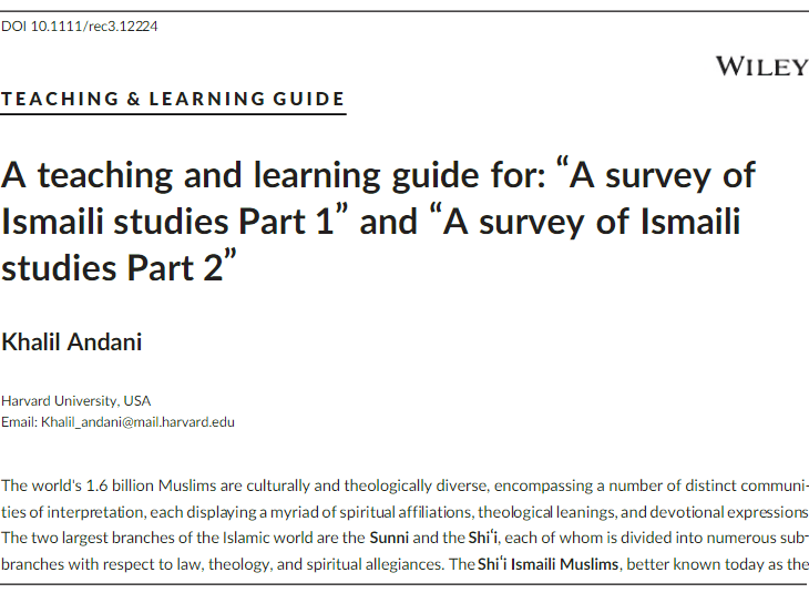 Khalil Andani - Teaching and Learning Guide on Ismaili Muslim History and Thought