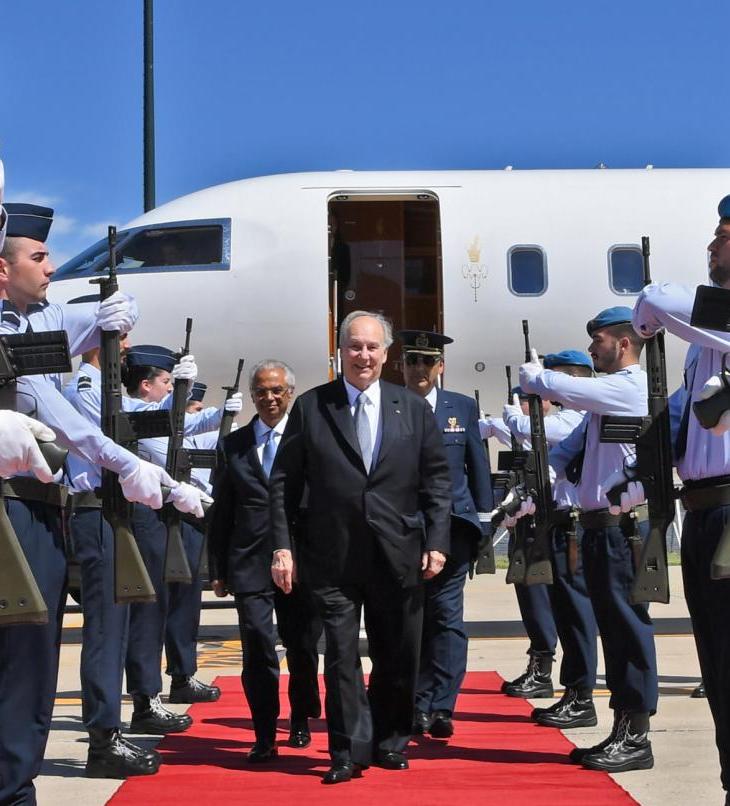 His Highness the Aga Khan arrives in Lisbon, Portugal to Military Honours on the occasion of his Diamond Jubilee. His Highness was received by Head of State Protocol Ambassador, Clara Nunes dos Santos, Diplomatic Representative of the Ismaili Imamat Portugal, Nazim Ahmad and Aga Khan Council for Portugal President, Rahim Firozali. His Highness was also greeted by Ambassador Ana Martinho, Senior Diplomatic Adviser to the President of the Republic, Bruno Tavares, Diplomatic Adviser to the President of Parliament, and Manuela Galhardo, State Protocol Officer. Imamat and leadership from the Ismaili Community were also present to welcome His Highness. | AKDN / Zahur RamjiClose
