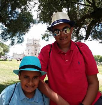 Maherali brothers, Qayl & Riyaan at the Tower of Belem, UNESCO World Heritage Site