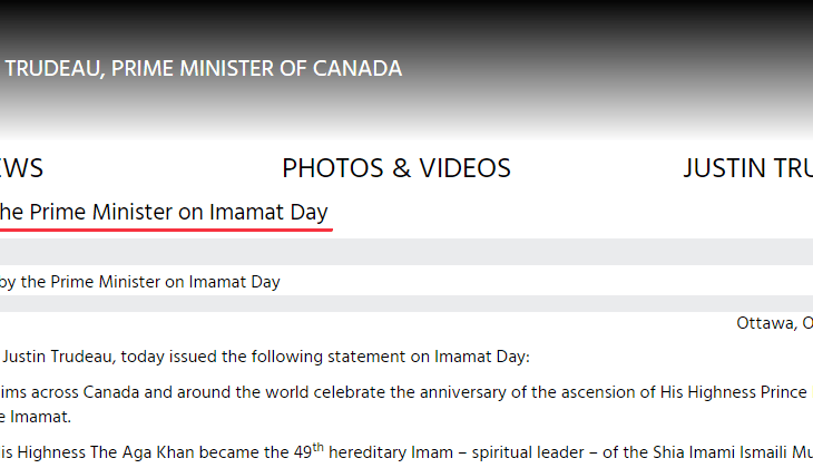 Prime Minister of Canada sends Imamat Day greetings on the anniversary of the ascension of His Highness Prince Karim Aga Khan IV to the Throne of the Imamat