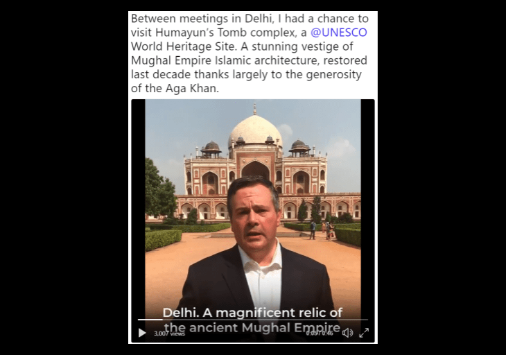 Jason Kenney, Leader of the United Conservative Party in Alberta visits Humayun’s Tomb in Delhi, India