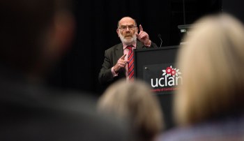 Professor Pietroni at the launch of UCLan's new Centre for the Study of Compassion.