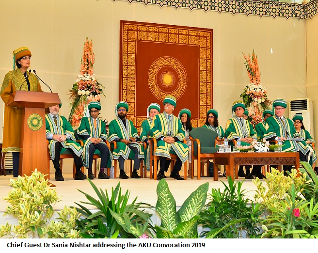 Chief Guest Dr Sania Nishtar addressing the AKU Convocation 2019