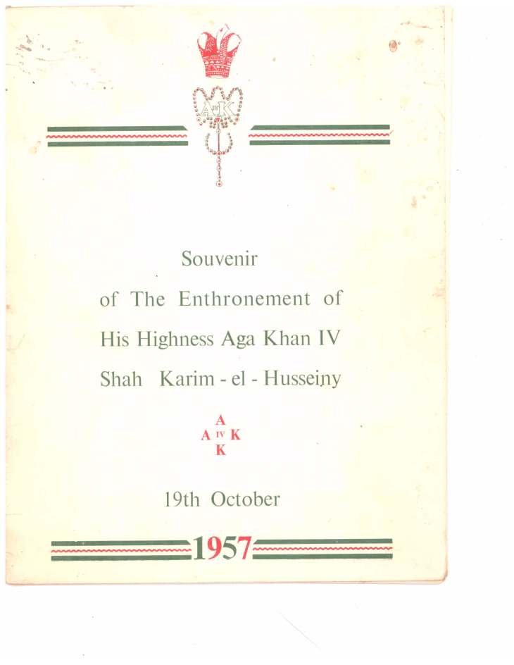Souvenir of Entrhronement of Mawlana Hazar Imam Tanganyika Oct 19 1957_Page_01