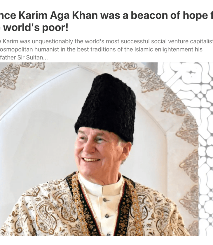 Sunni Muslim Author Reflects on Prince Karim Aga Khan's Global Impact