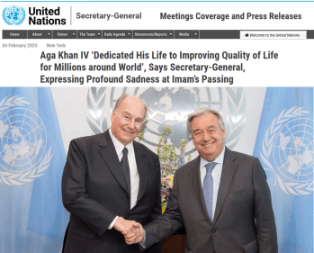 Aga Khan IV ‘Dedicated His Life to Improving Quality of Life for Millions around World’, Says UN Secretary-General António Guterres, Expressing Profound Sadness at Imam’s Passing