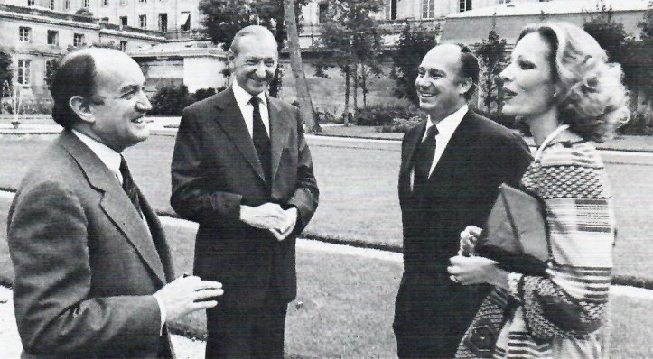 Paris, France. September 1, 1981: His Highness Prince Karim Aga Khan IV and Princess Salimah with French Foreign Minister Claude Cheisson and UN Secretary General Kurt Waldheim at a reception during a UN Conference on the Least Developed Countries, Paris, September 1-14, 1981. Image credit: The Canadian Ismaili, Navroz 1982, page 10 via Barakah