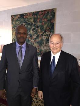 His Highness Prince Karim Aga Khan IV with Ambassador Dr Libérat Mfumukeko,East African Community Secretary. Image credit: Amb. Dr Libérat Mfumukeko via X