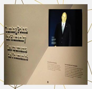 Winnipeg, Canada. July, 2017: A partial version of the life-size depiction of His Late Highness Prince Karim Aga Khan IV, one of the six recipients of Honorary Canadian Citizenship. featured at the "Turning Points For Humanity" Gallery at the Canadian Museum for Human Rights. Image credit: CFC / CMHR