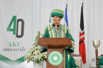 Princess Zahra Aga Khan gives a speech at the Aga Khan University’s Global Convocation in Nairobi, Kenya
