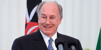 Nairobi, Kenya. July 27, 2011: His Highness Prince Karim Aga Khan IV addressing guests during the official unveiling a plaque of the Aga Khan University Graduate School of Media and Communications. Image credit: Nation Media Group