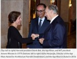Gülru Necipoğlu, Director of the Aga Khan Award for Architecture Farrokh Derakhshani, and the Aga Khan in Dubai in 2016