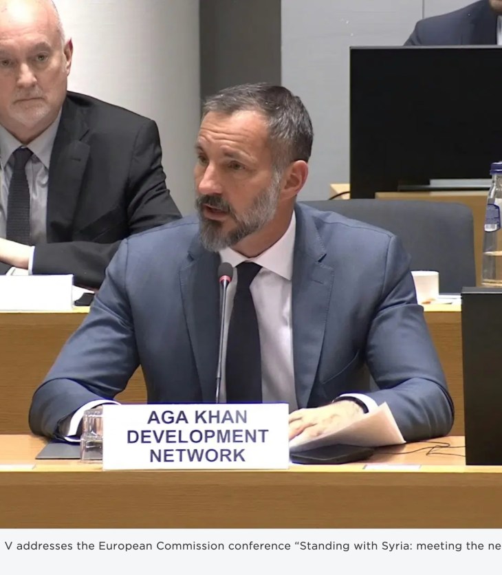 His Highness Prince Rahim Aga Khan V addresses the European Commission conference “Standing with Syria: meeting the needs for a successful transition”.