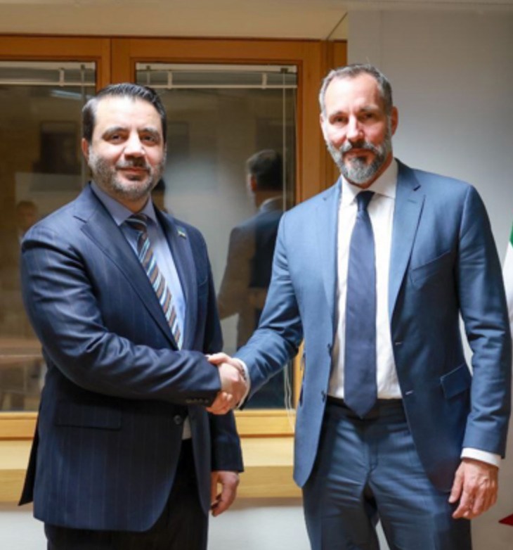 Syrian Minister of Foreign Affairs and Expatriates in the Syrian Transitional Government, Asaad Hassan al-Shaibani holds bilateral meeting with Chairman of the Aga Khan Development Network Prince Rahim Aga Khan V