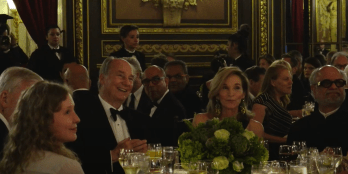 New York, USA. May 2017: His Highness Prince Karim Aga Khan IV listens to Francis Kéré as he delivers a heartfelt tribute to His Highness. Image credit: Leandro Viana / Architectural League New York