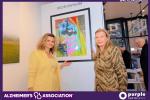 Chicago, Illinois, USA – April 4, 2024: Arica Hilton and Princess Yasmin Aga Khan next to the art piece by BEDRI BAYKAM - HOMAGE TO RITA. Image credit: Alzheimer’s Association