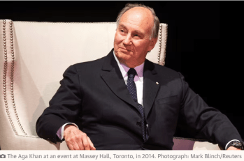 The Aga Khan at an event at Massey Hall, Toronto, in 2014. Photograph: Mark Blinch/Reuters