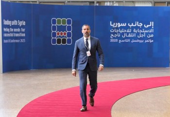 Brussels, Belgium. March 17, 2025: His Highness the Aga Khan, Prince Rahim al-Hussaini Aga Khan V, attends the European Commission’s ninth annual conference in support of Syria, “Standing with Syria." Image credit: AKDN / DPMN